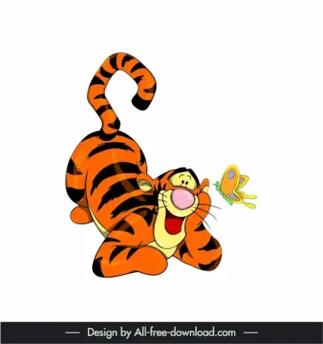 tiger pooh icon cute cartoon character sketch