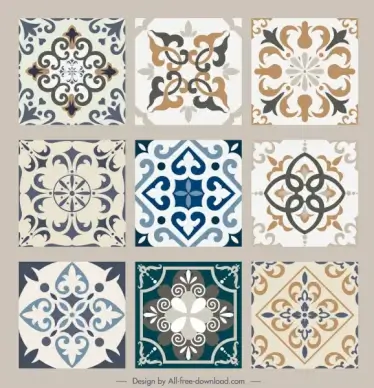 tile pattern template elegant retro symmetric shapes