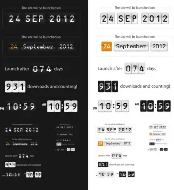 time and date display boards psd layered