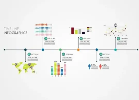 timeline infographic flat flowchart decoration