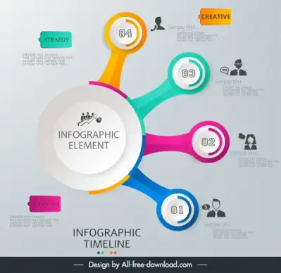 timeline infographic modern circles branches decor