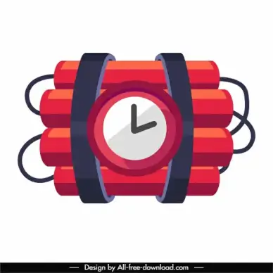 timing bomb icon firecracker clock sketch