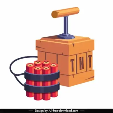 tnt explosive icon colored 3d sketch