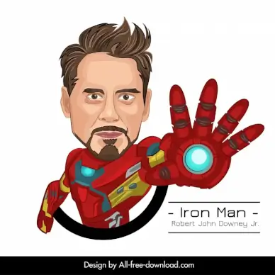 tony stark iron man icon dynamic cartoon sketch