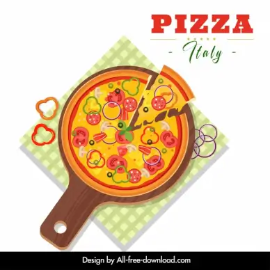 top view delicious pizza advertising banner elegant flat design