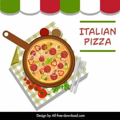 top view italian pizza advertising banner elegant flat design