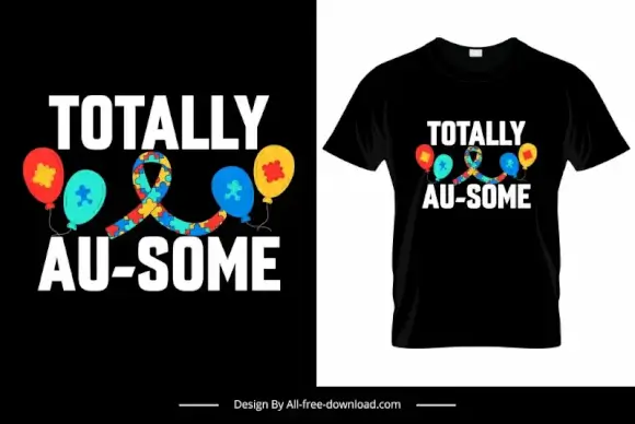 totally ausome quotation tshirt template autism symbol jigsaw puzzles sketch
