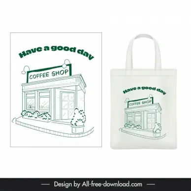 tote bag design elements handdrawn coffee shop decor