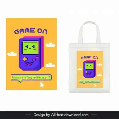 tote bag pixel art design elements cute stylized game tool
