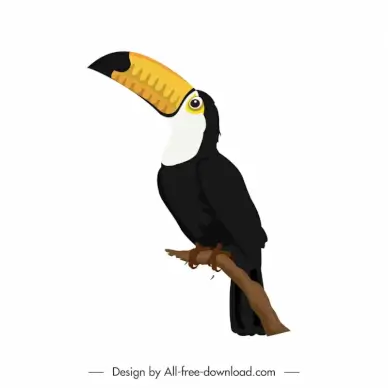 toucan icon perching bird sketch 