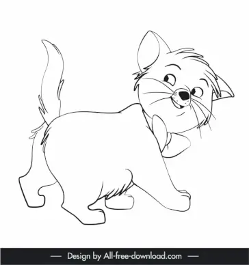 toulouse the aristocats icon black white handdrawn cartoon outline  