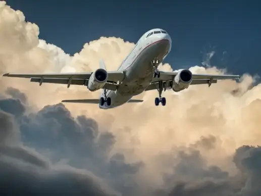 tourism backdrop picture flying airplane cloudy sky scene