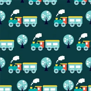 toy train background colored flat repeating design