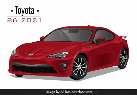 toyota 86 2021 car model icon tilt angle side view sketch 3d design