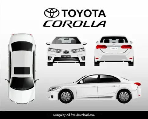 toyota corolla advertising banner different views sketch modern design