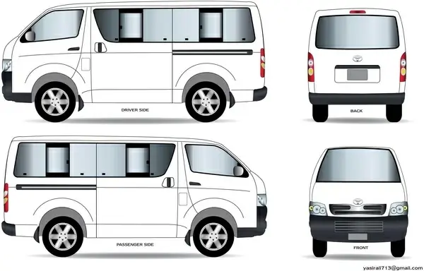 toyota hiace lineart illustration vector