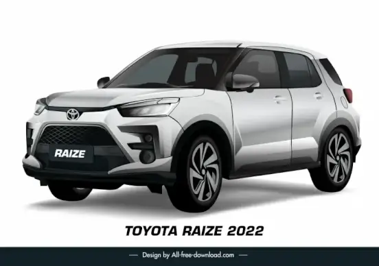 toyota raize 2022 car model advertising template modern 3d front view design 