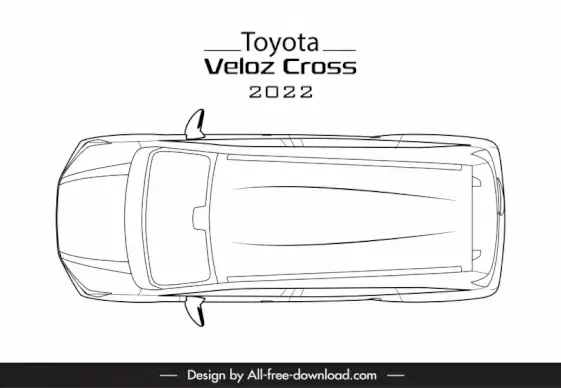 toyota veloz cross 2022 car model icon flat black white handdrawn top view sketch