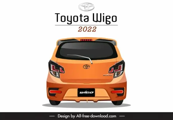 toyota wigo 2022 car model advertising template flat symmetric back view design 