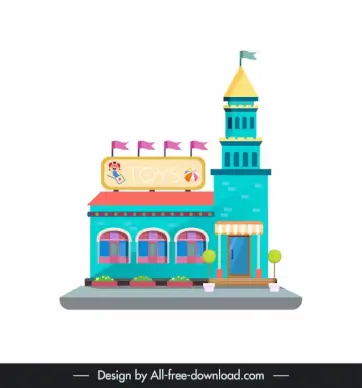 toys store architecture icon classical castle design