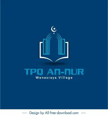 tpq an nur logo flat symmetrical architecture star crescent sketch