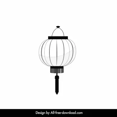 traditional japanese lantern icon classic black white round outline