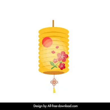 traditional japanese lantern icon petal flower decor