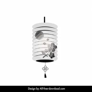 traditional japanese lantern monochrome icon outline petal flower decor