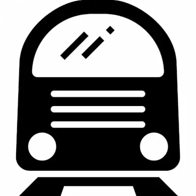 train sign icon flat black white silhouette sketch