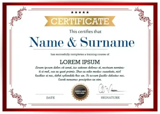 training certificate vector illustration with classical frame