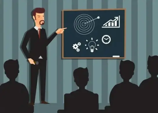 training theme businessman icon colored cartoon