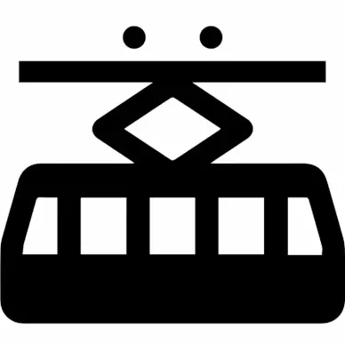 tram sign icon flat geometric silhouette sketch