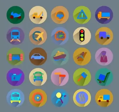 transportation icons design in flat colors styles