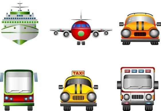 transportation icons sets in flat style