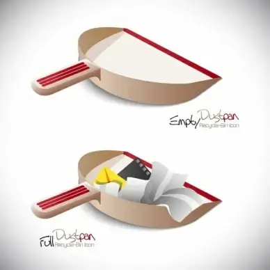 dustpan icons colored 3d sketch