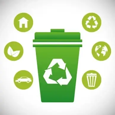 trash can with eco icons vector