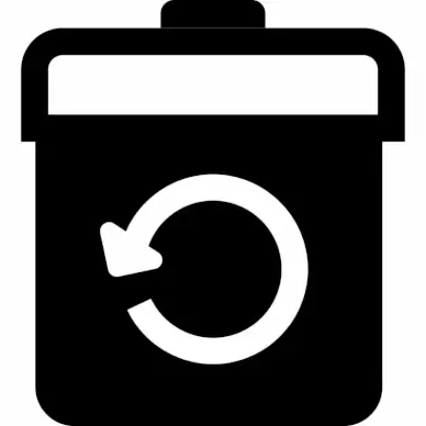 trash restore alt sign icon flat black white contrast geometry recycle arrow shape outline