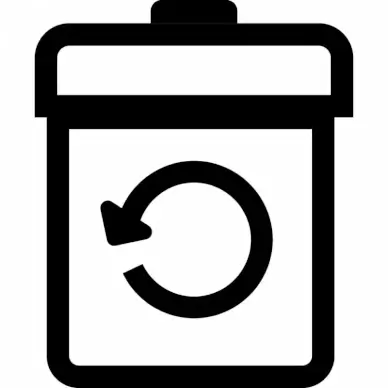 trash restore sign icon flat contrast black white geometry arrow curves outline