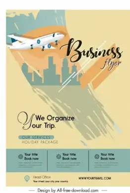 travel advertising flyer template airplane sketch grunge design