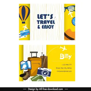 travel agency business card template flat travel elements decor