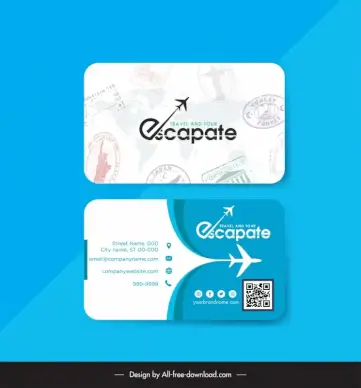 travel agency business card templates national stamps airplane 