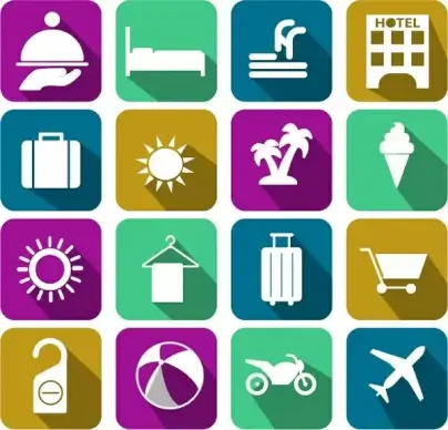 travel icons collection isolated with various sketch symbols