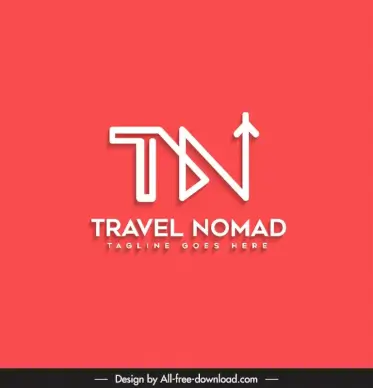 travel nomad logo template flat stylized texts airplane sketch