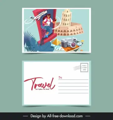 travel postcard templates dynamic tourism elements