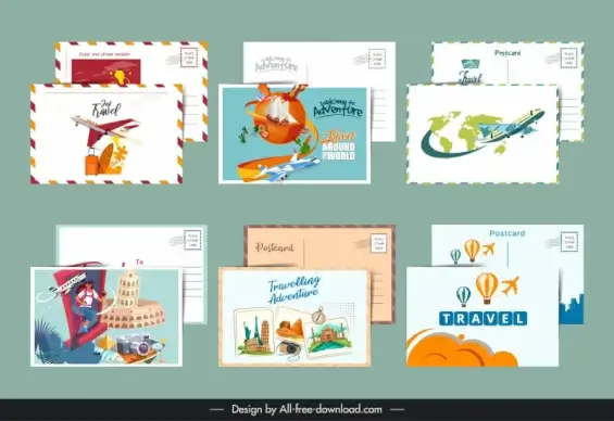 travel postcard templates template elegant tourism symbols 