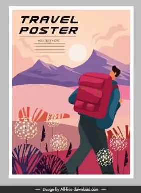 travel poster template colorful classical decor