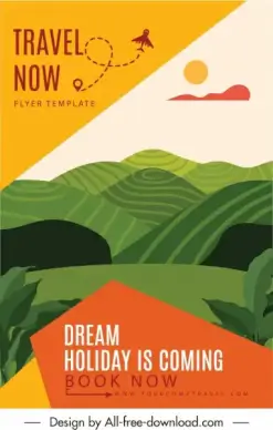 travel poster template mountain scene colorful classic design
