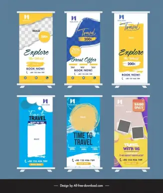 travel rollup banner templates collection elegant vertical design 