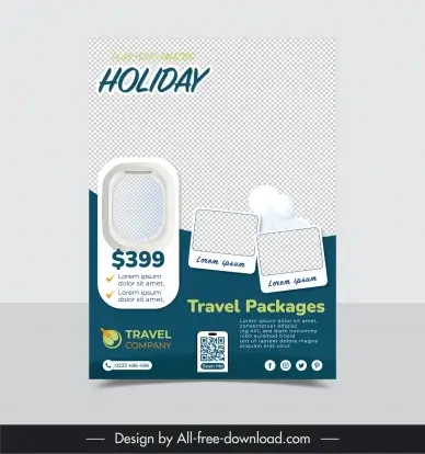 travel sale flyer template elegant checkered decor