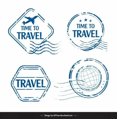 travel stamp templates retro geometric shapes 